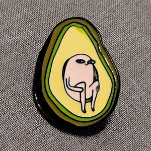 Ketnipz Bean Sitting On Avacado Novelty Enamel Pin Social Media Cartoon Icon